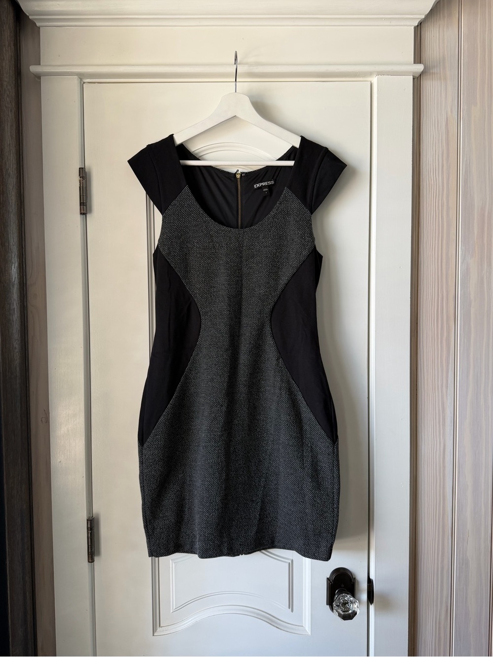 Express Black and Gray Colorblock Ponte Dress